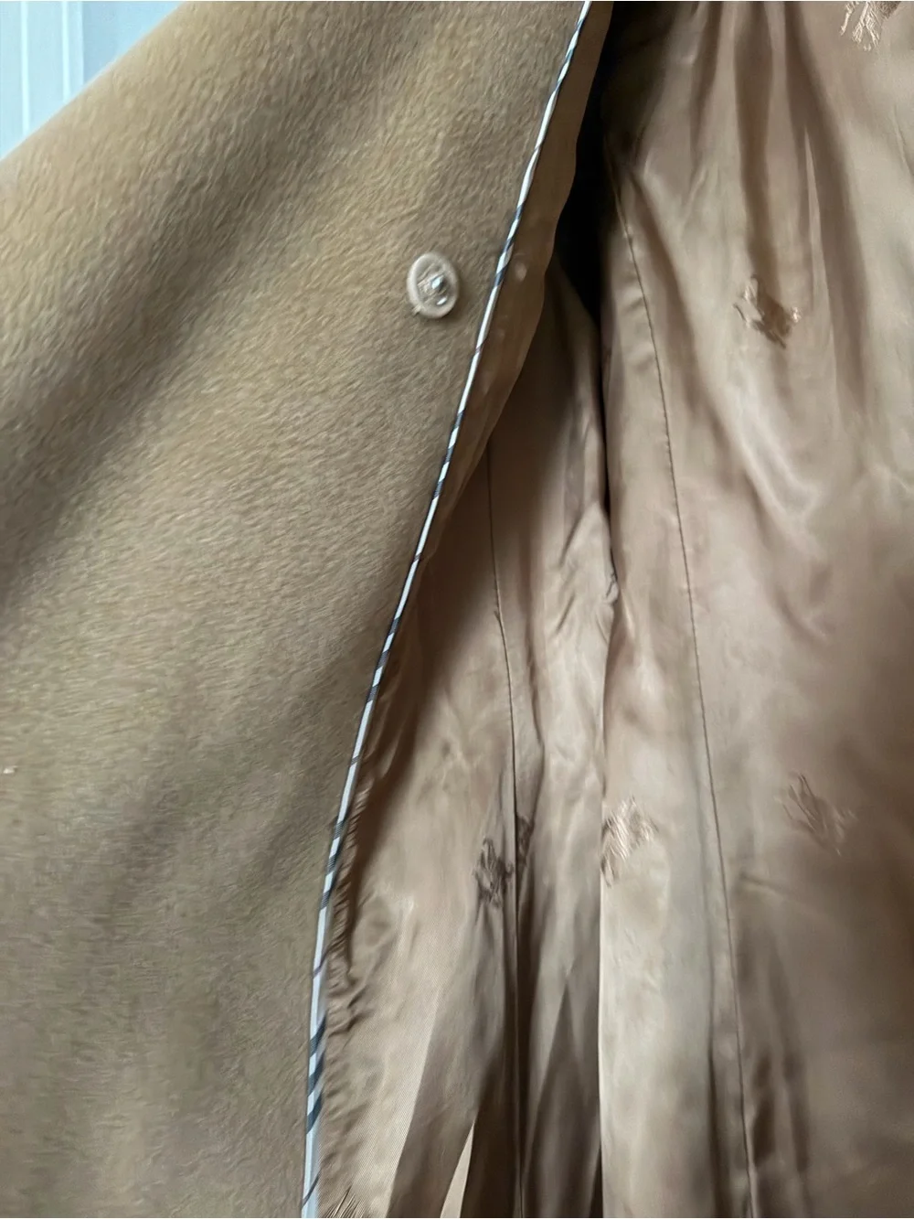 Burberry Camel Wool Trench Coat with removable faux Fur Collar USA 8 - Picture 4 of 9